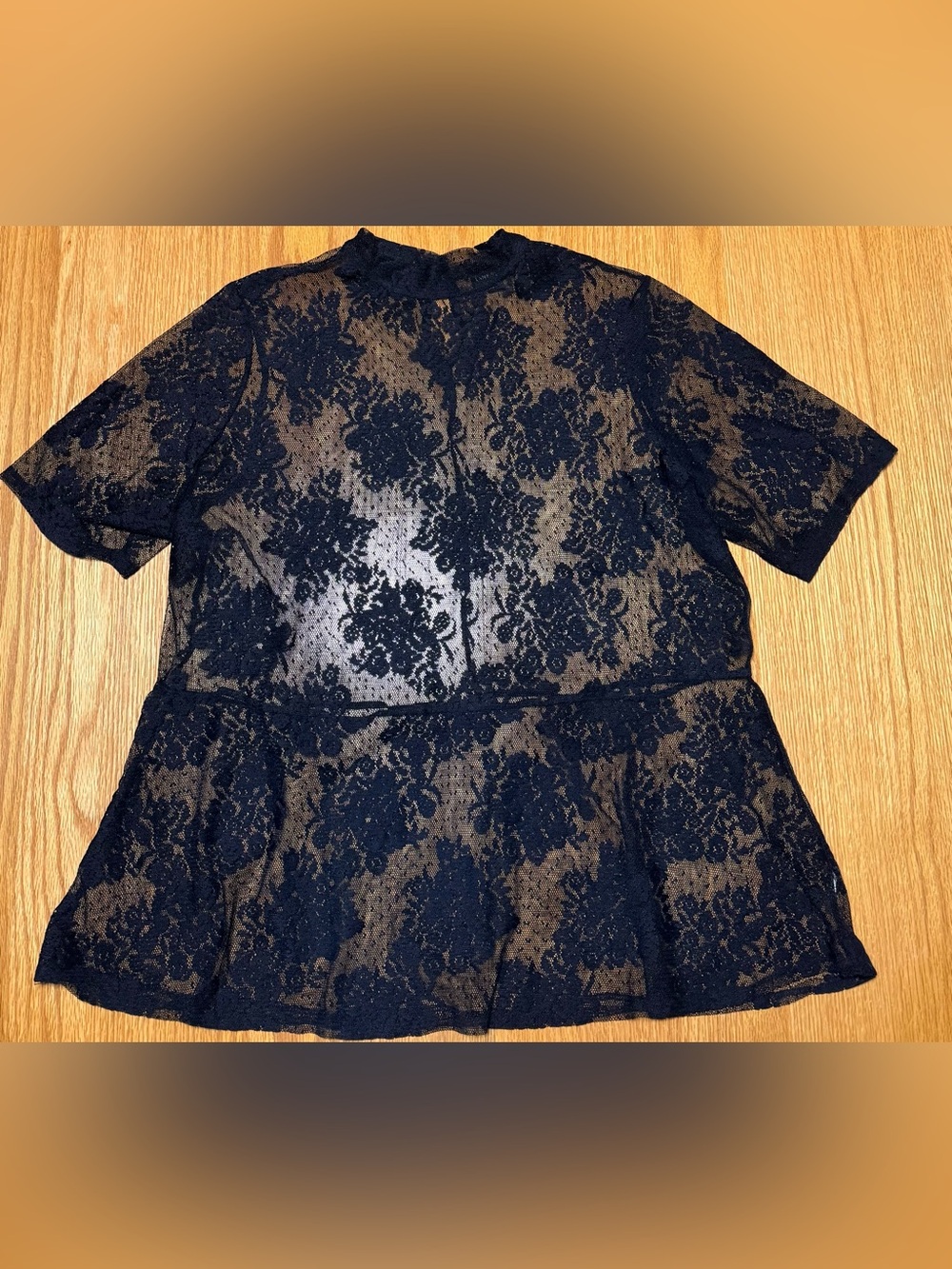 Lane Bryant Black Lace Peplum Top